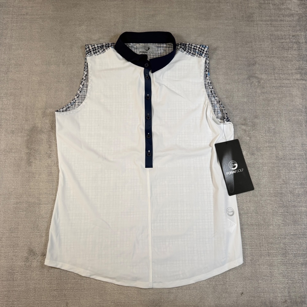 Foray Golf Shirt Women Medium Blue Boucle Core 3.0 Polo Sleeveless Stretch